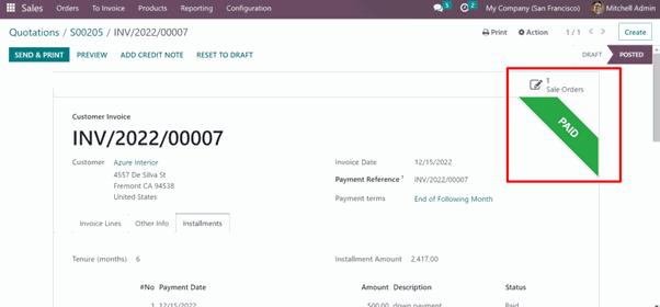 Configuration of Payment Installments Odoo App