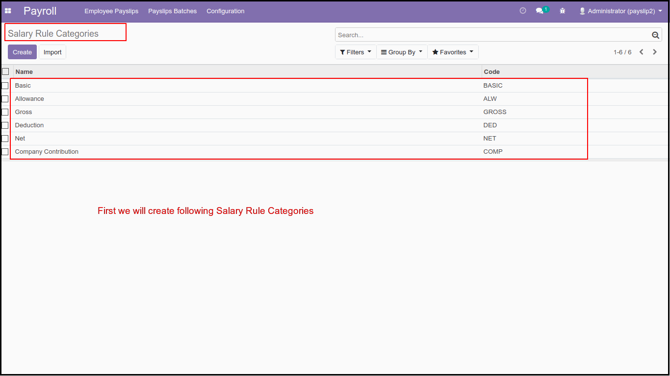 Create Categories for Salary Rules in Odoo