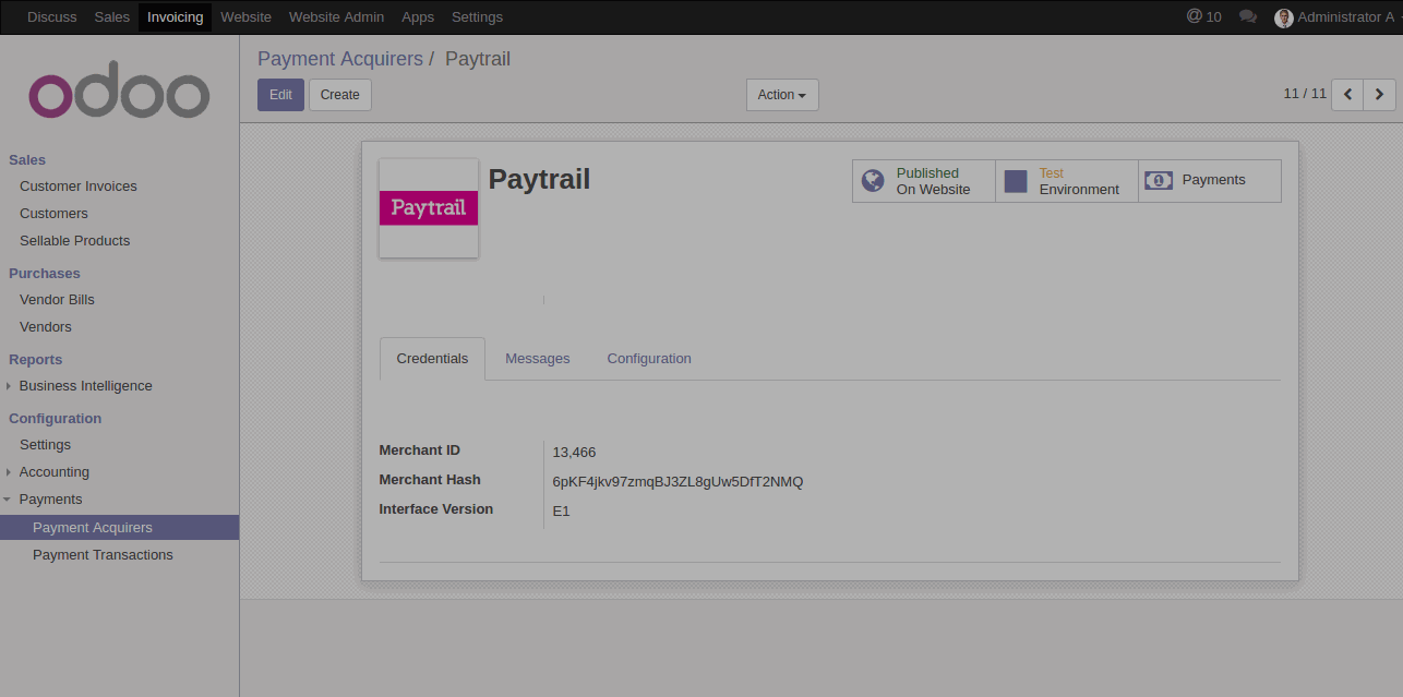 Install Paytrail Payment Acquirer Odoo Module