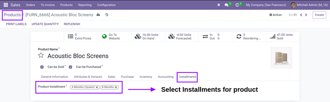 Website Payment Installment Module in Odoo: Configuration