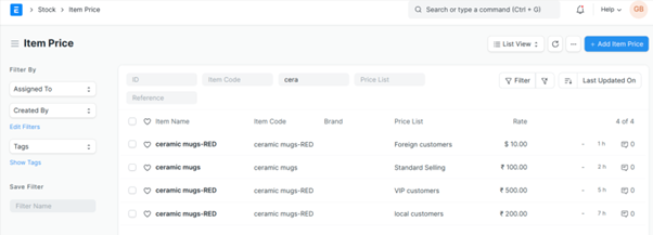 Create a Price list for the Customers in ERPNext - Use Case