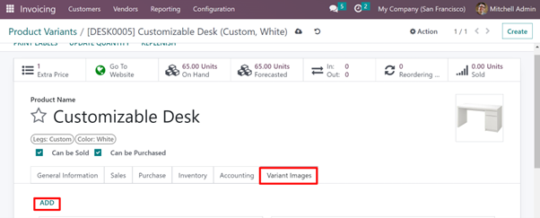 Add Product Variant Images In Odoo