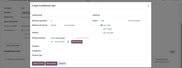 Rule and Rewards in Odoo