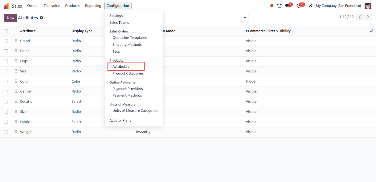 Attributes and Variants In Odoo17 Create Attributes In Odoo