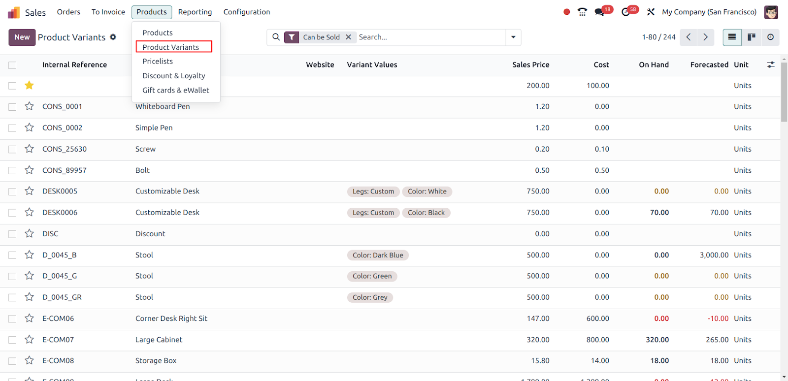 Attributes and Variants In Odoo17 Product Variant In Odoo